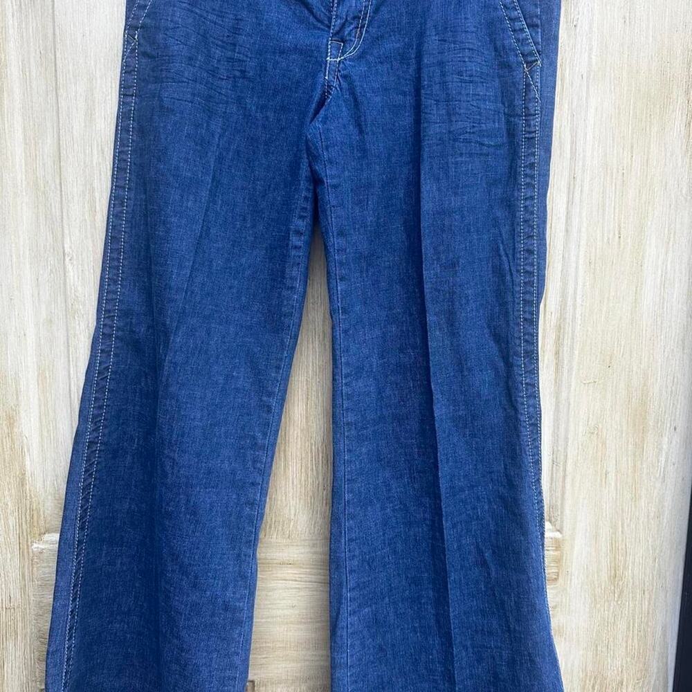 American Rag Cie Women’s Blue Wide Leg Flare Pants Size 5 Stretch Y2K Boho